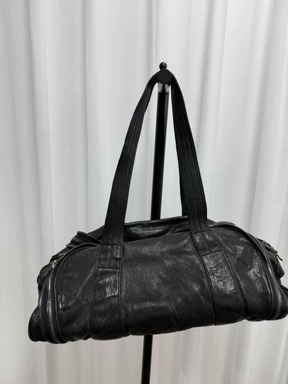 large black zippered handbag