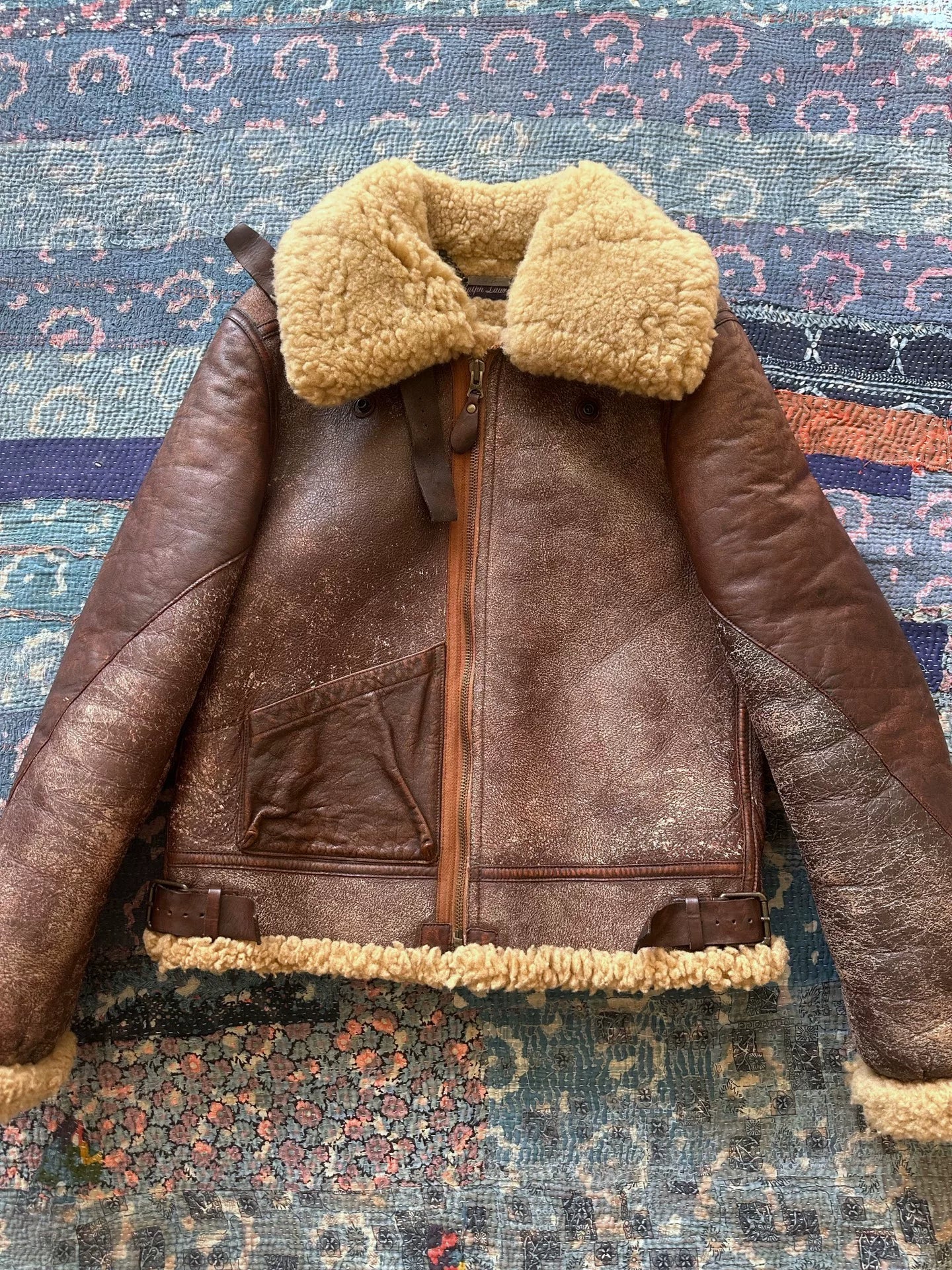 ralph lauren shearling leather jacket