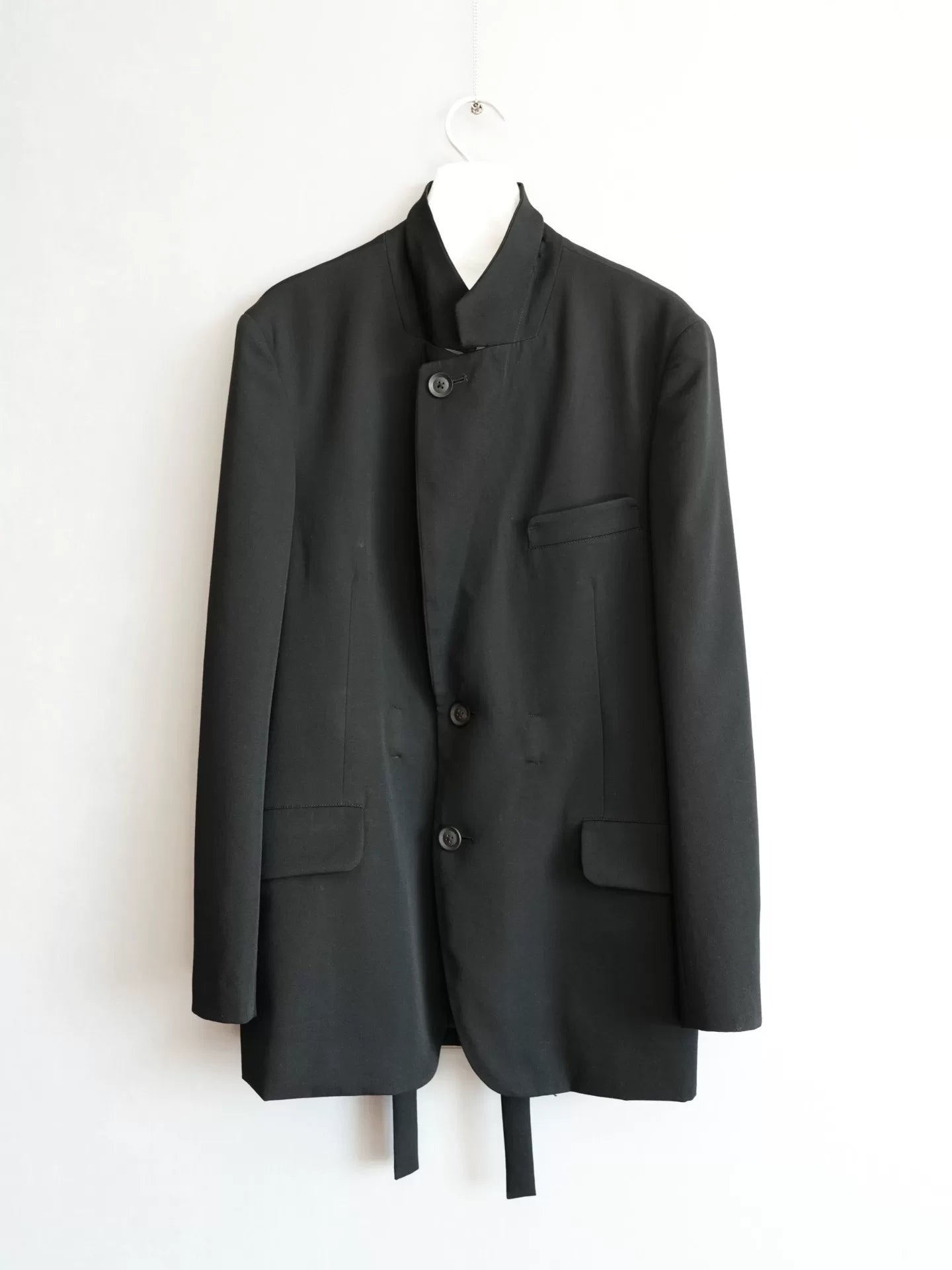 yohji yamamoto black lace-up jacket