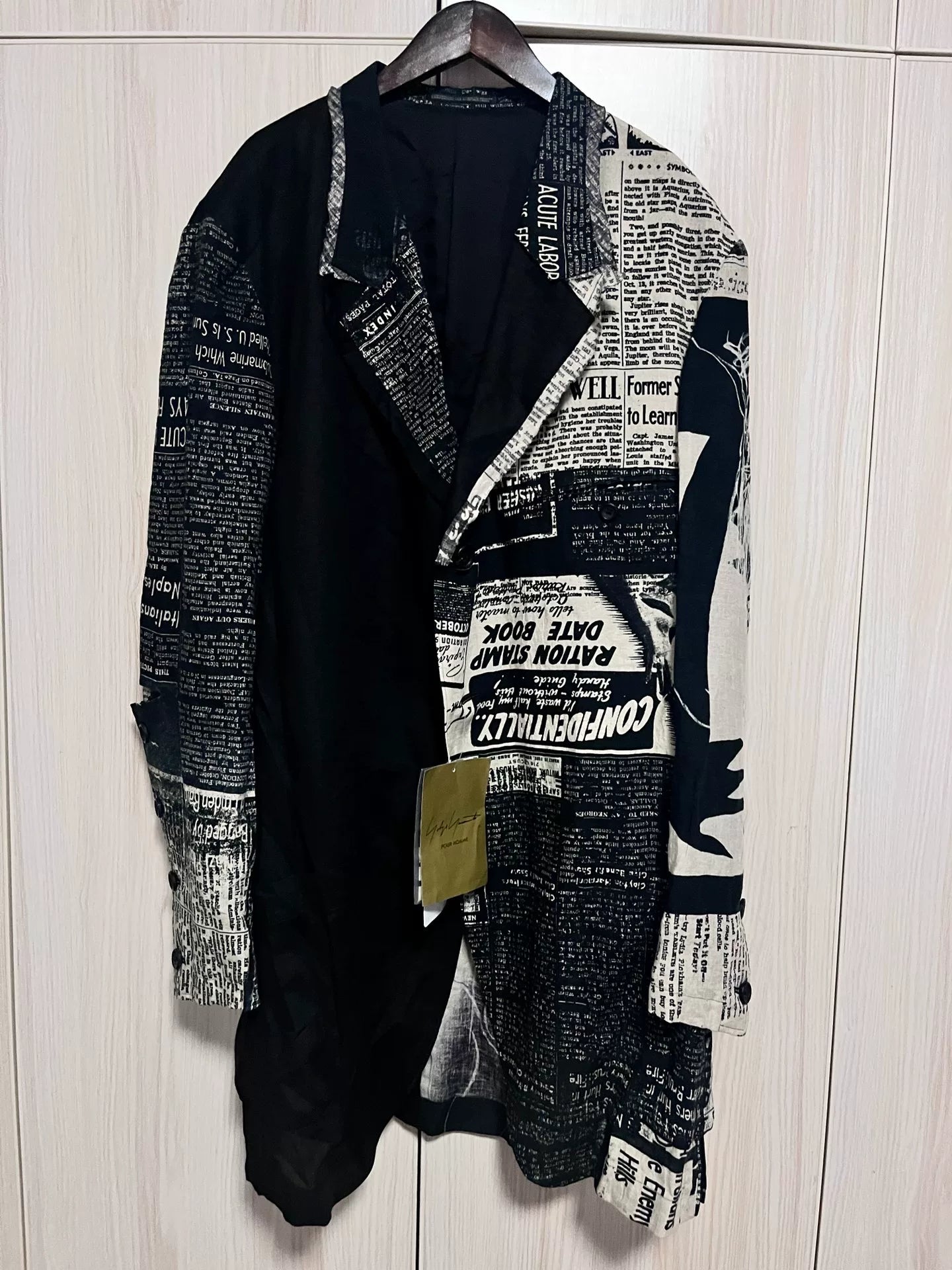 Yohji Yamamoto Newspaper Print Jacket