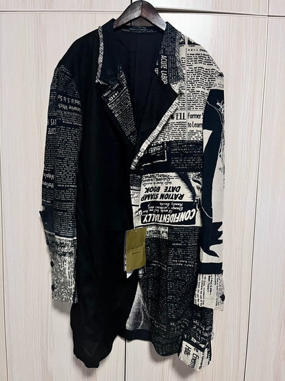 Yohji Yamamoto Newspaper Print Jacket
