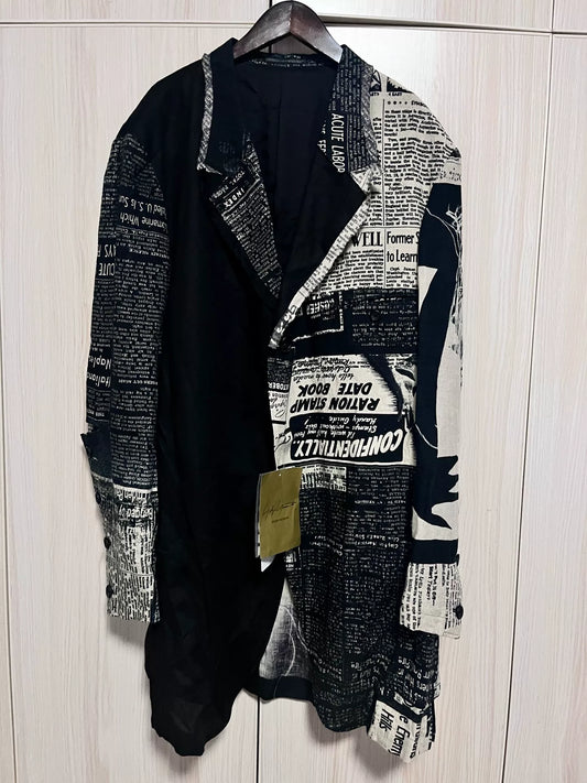Yohji Yamamoto Newspaper Print Jacket
