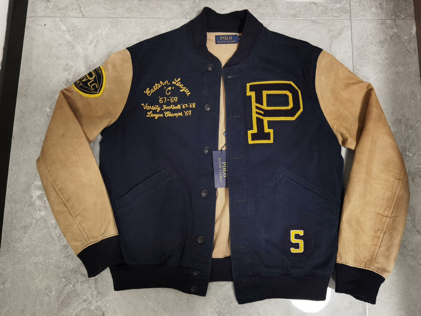 RRL Ralph Lauren Leather Sleeve Vintage Jacket