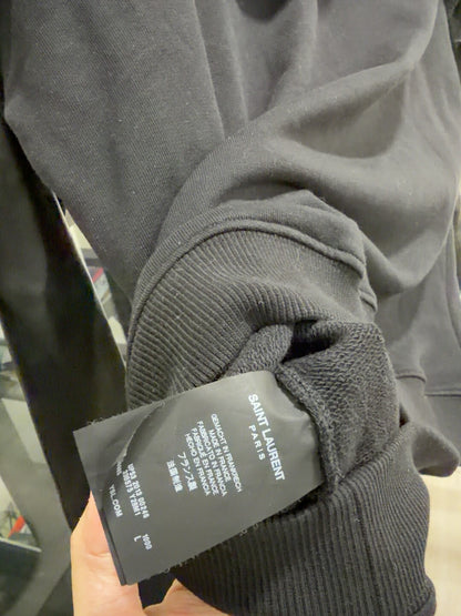 Saint Laurent Black Leather Sleeve Sweatshirt