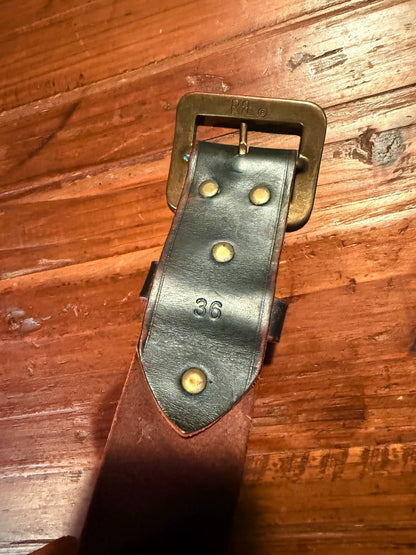 RRL Black Leather Belt Brass Buckle Italy