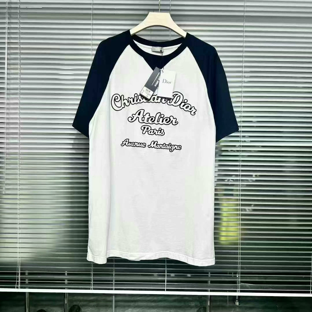 dior atelier embroidered slogan short sleeve shirt