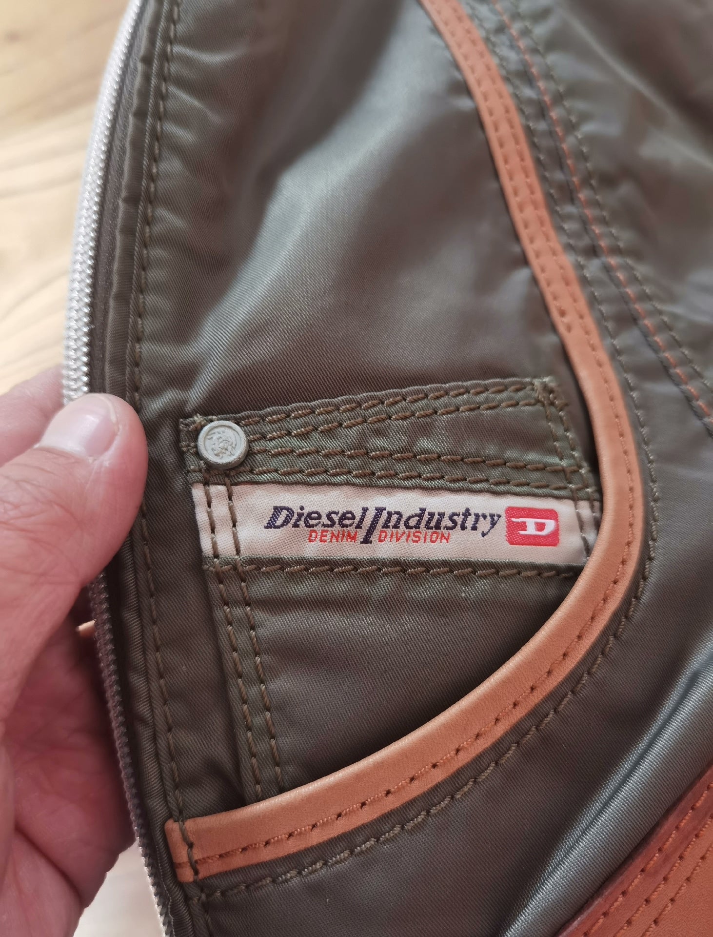 Diesel Military Green Leather Chest Bag