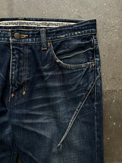 distressed washed denim pants by number nine