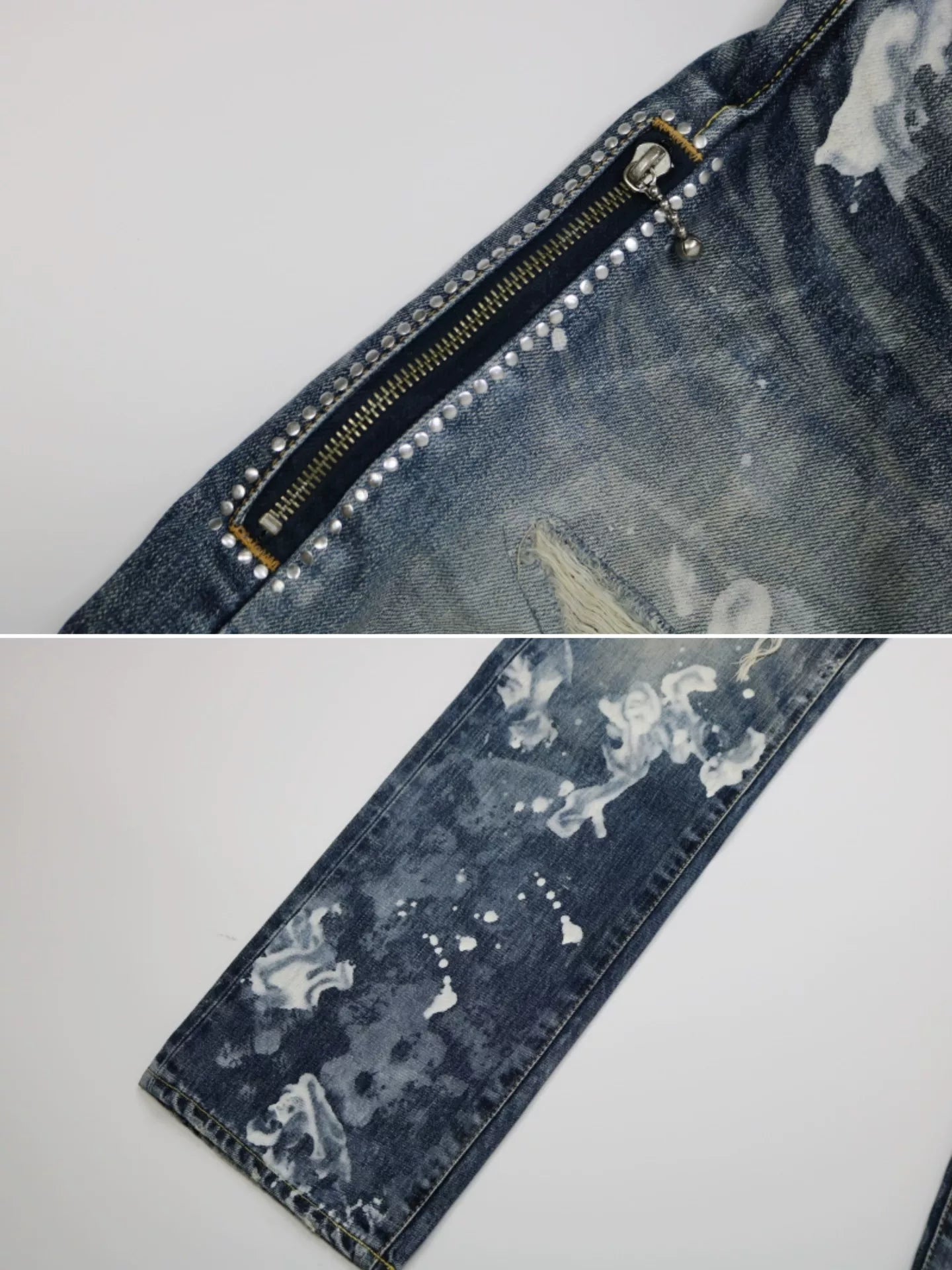 Vanquish Fragment Lightning Splatter Distressed Jeans