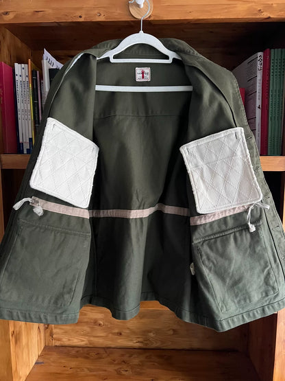 olive green bomber jacket with four pockets