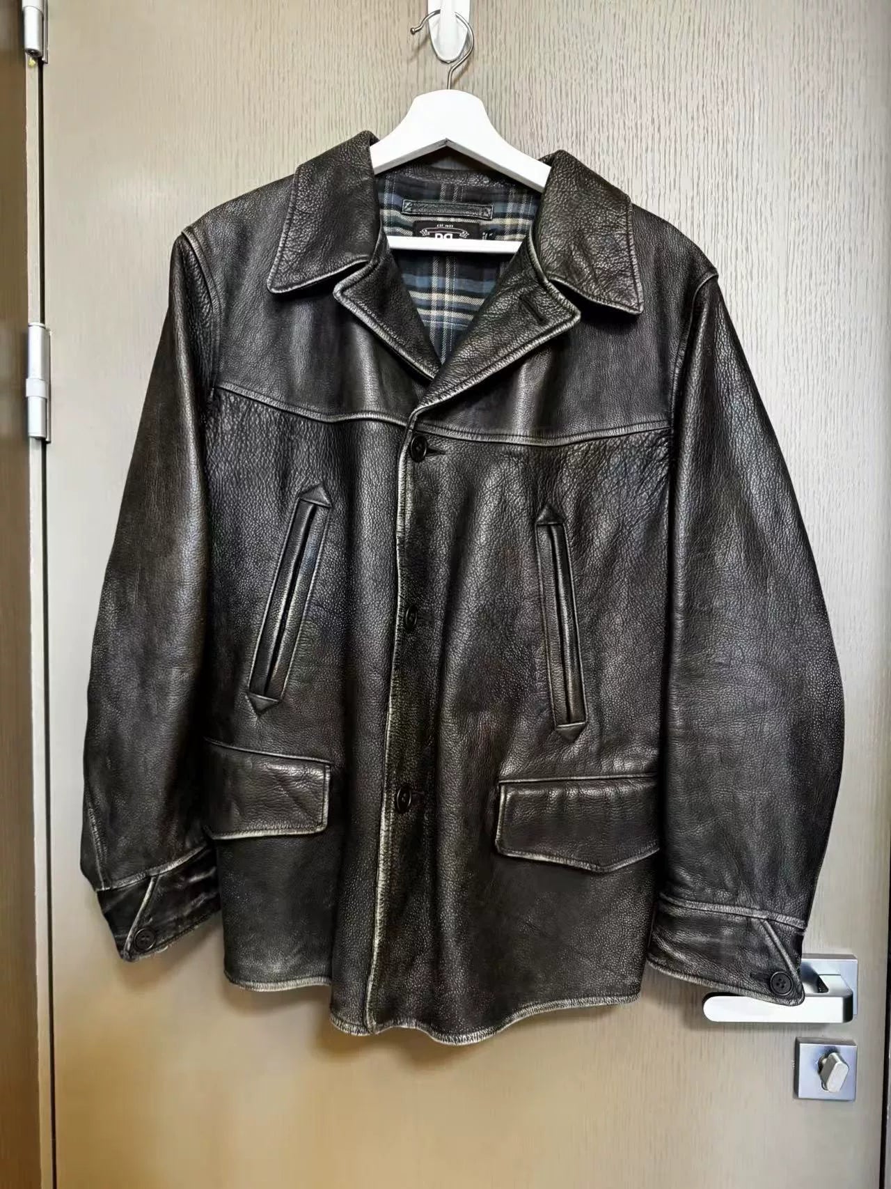 vintage rrl leather jacket for spring and autumn