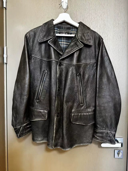 vintage rrl leather jacket for spring and autumn