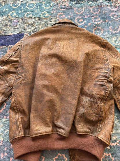 vintage ralph lauren worn leather jacket