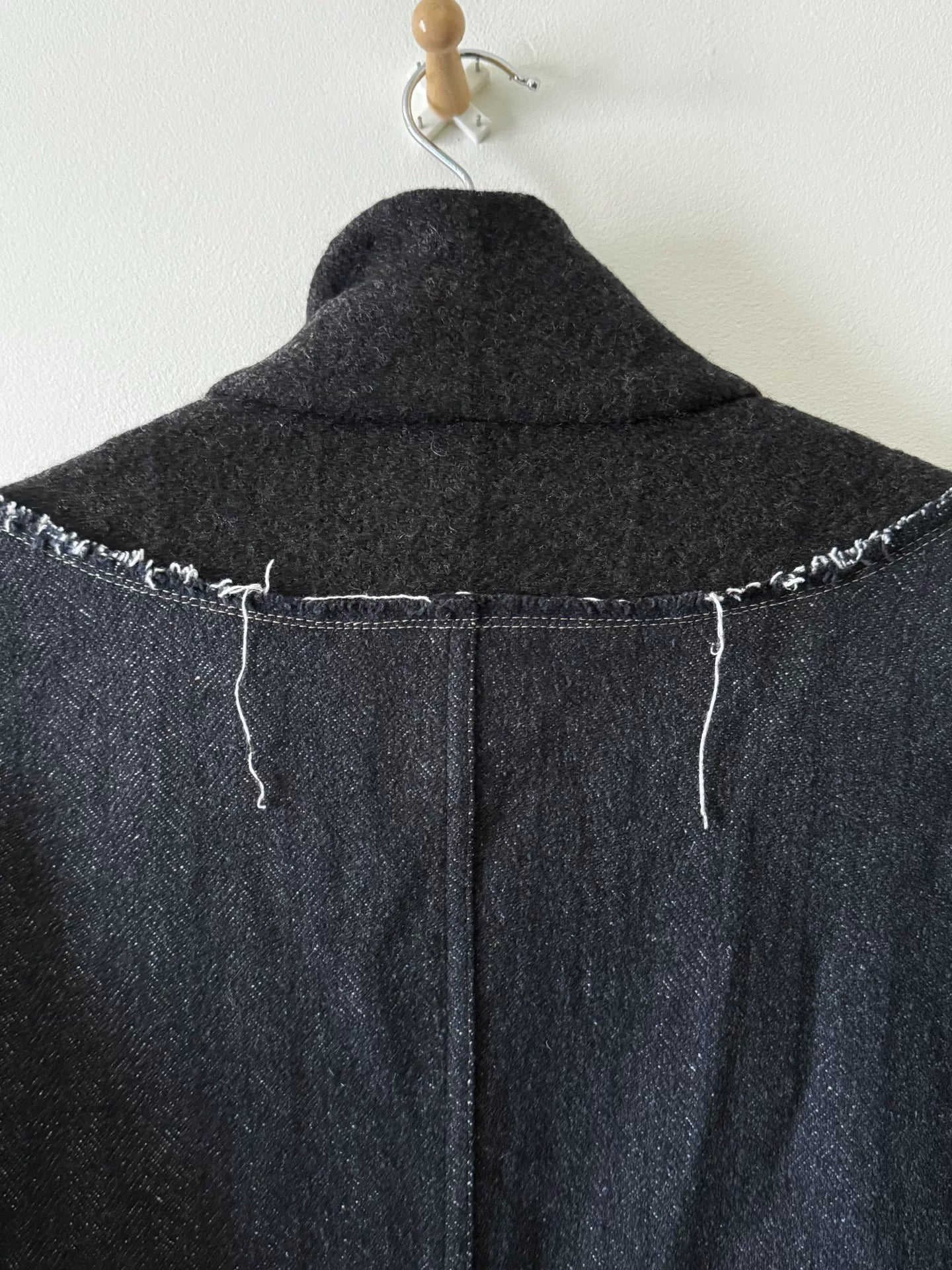 unique issey miyake black jacket with fringe