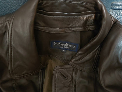 YSL Vintage Brown Men's Leather Jacket