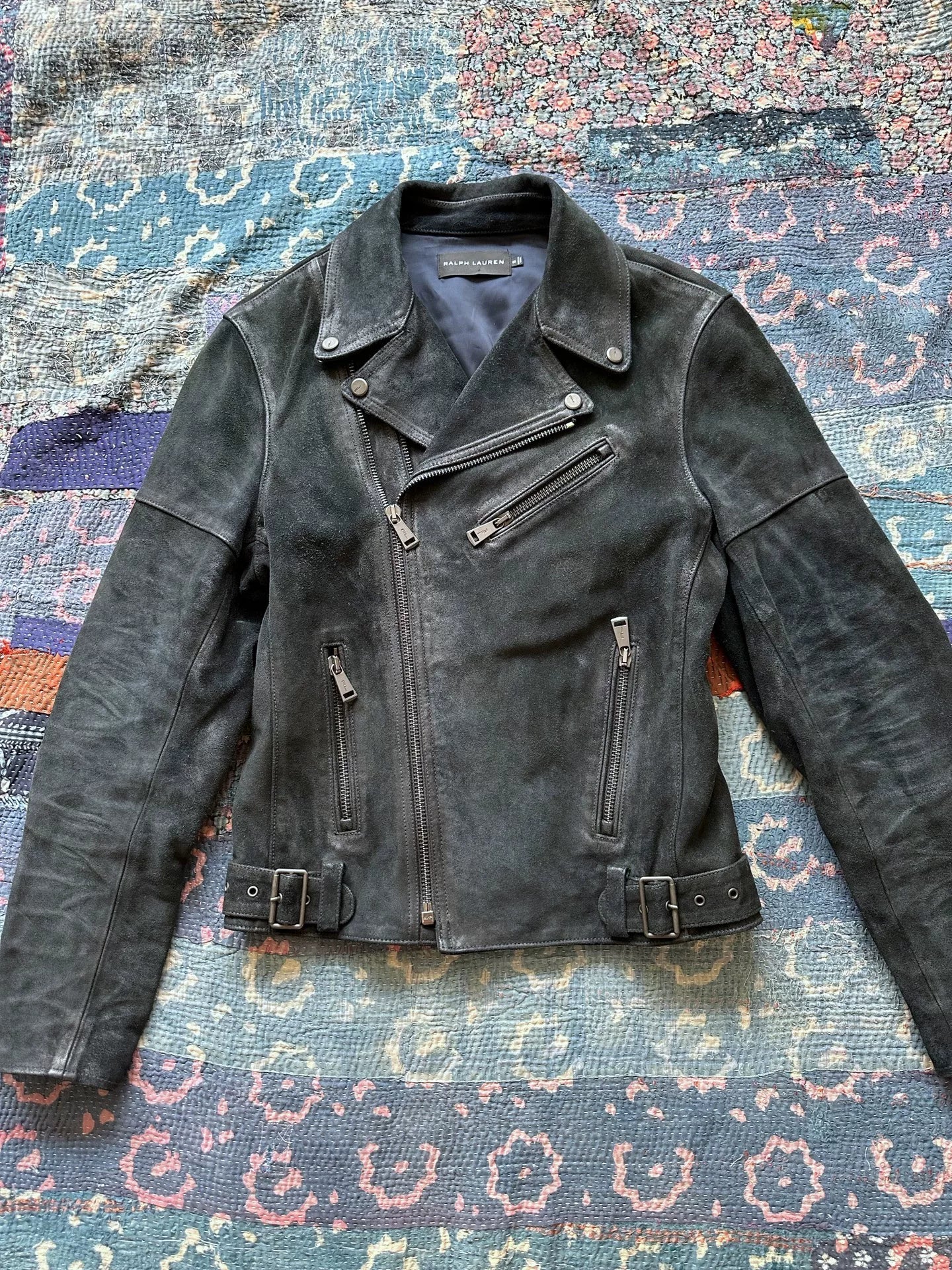 ralph lauren black vintage motorcycle leather jacket