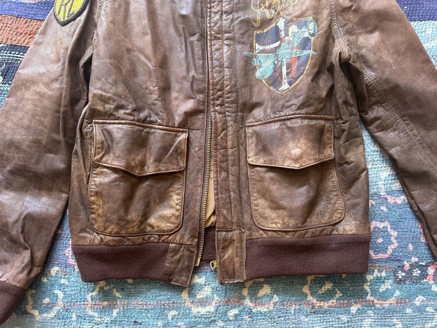 vintage ralph lauren distressed leather jacket