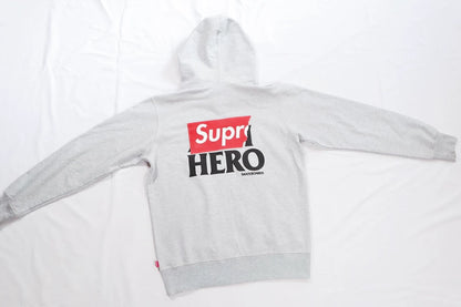 supreme anti hero zip-up hoodie gray