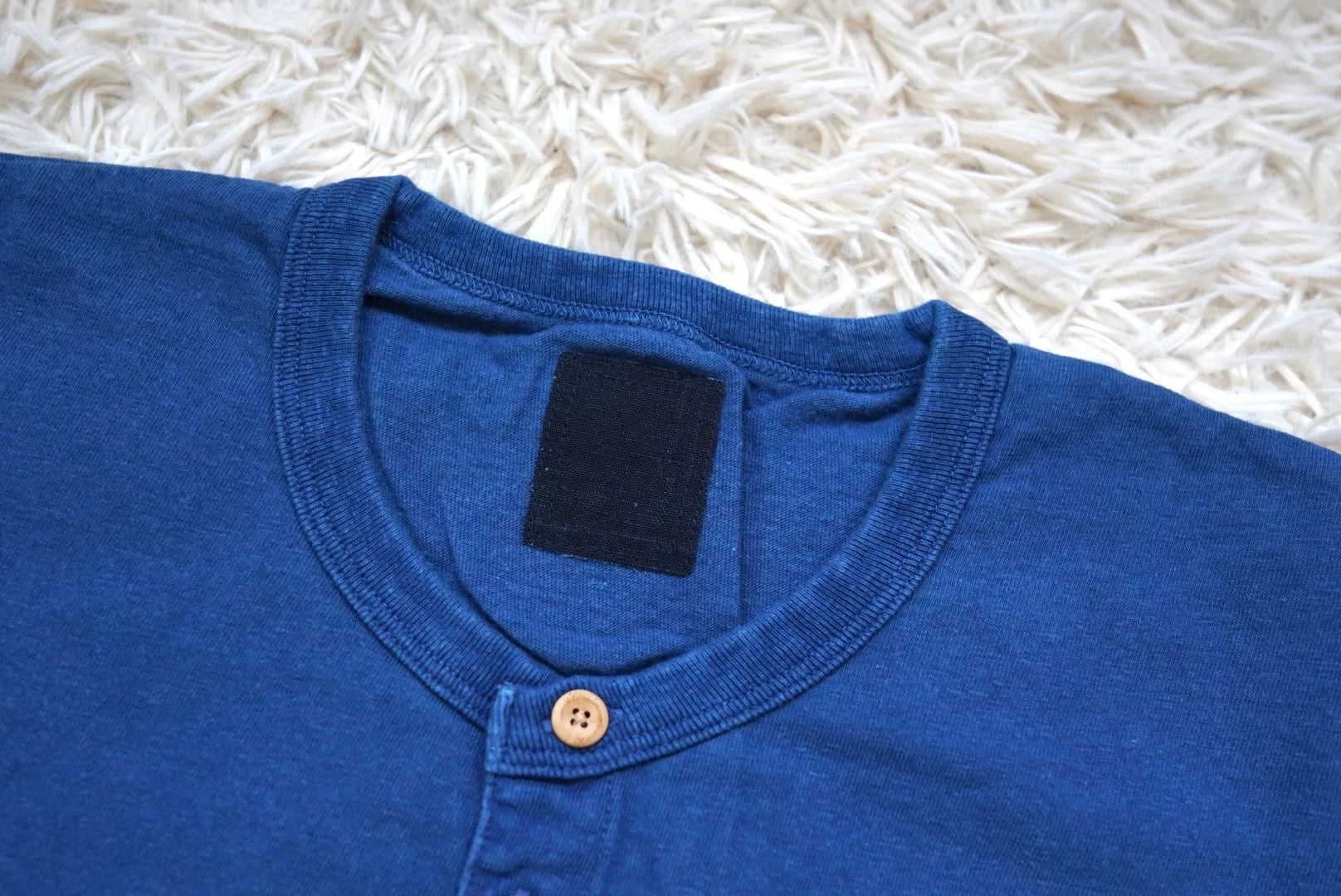 visvim henley neck indigo tee