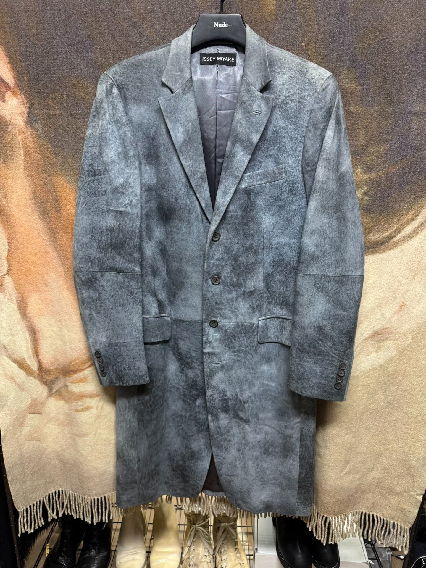 issey miyake men early frost leather coat