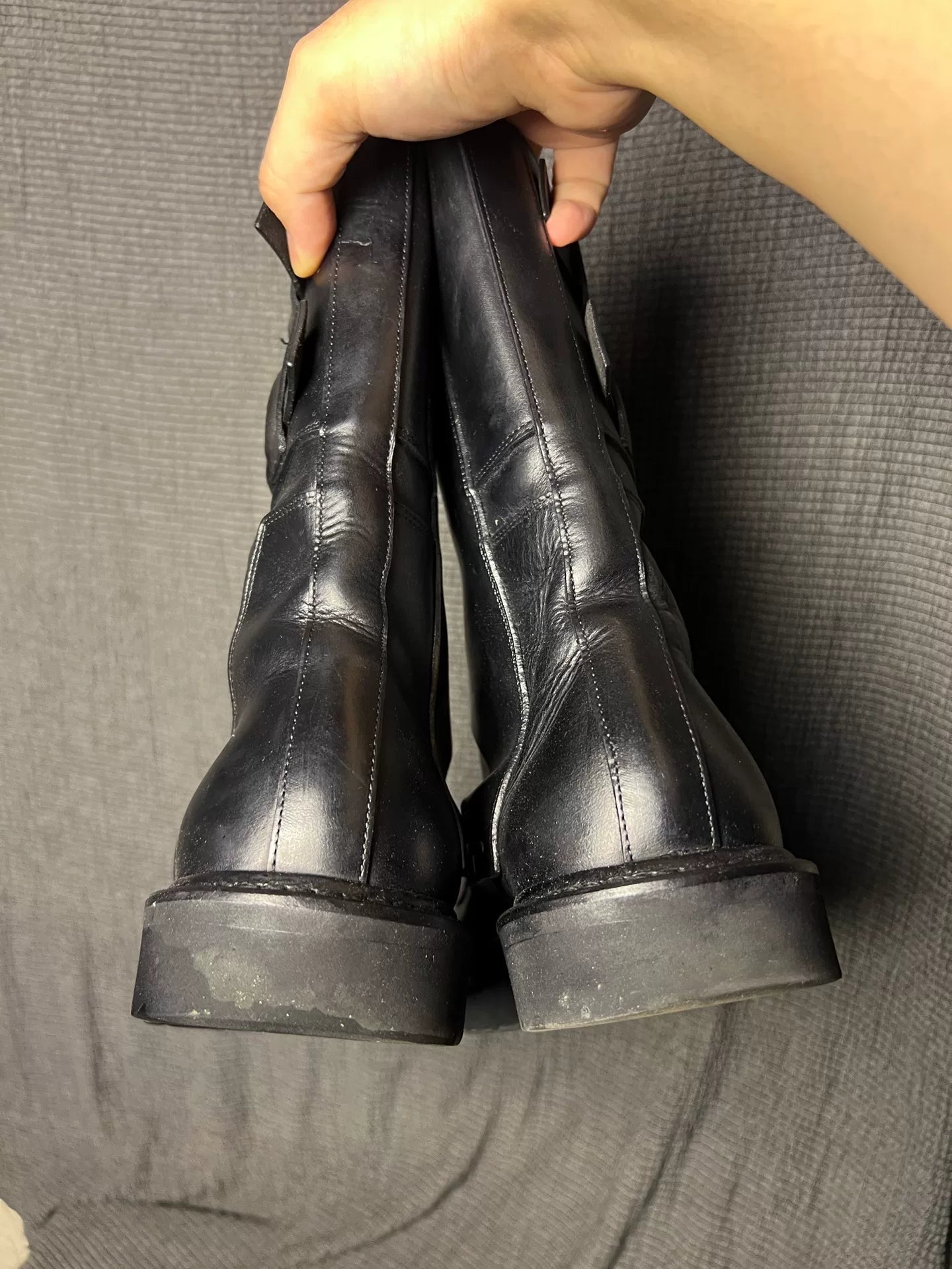 rick owens high-top leather military boots