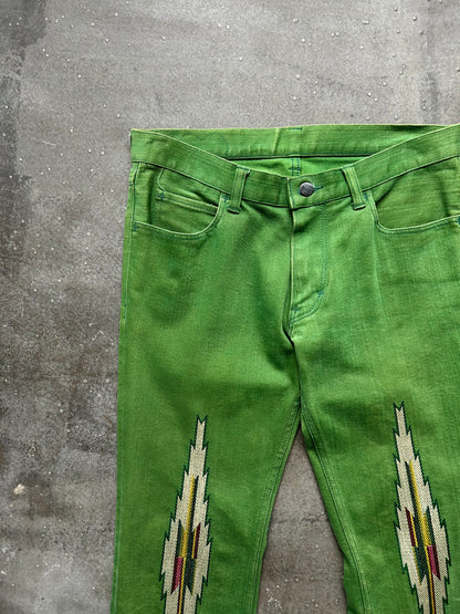 green embroidered denim pants by number(n)ine