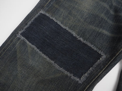 blue beaded savage narrow denim pants