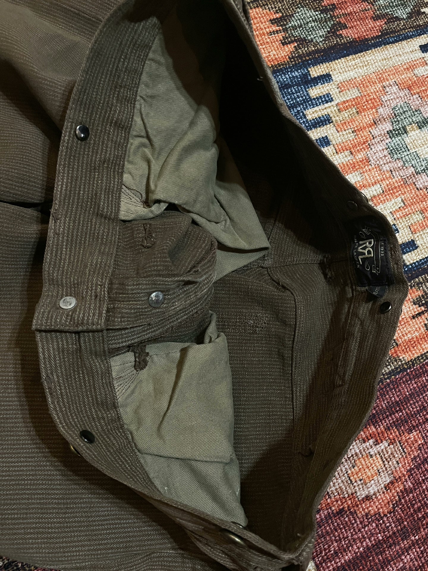 RRL Vintage Striped Distressed Cargo Pants 32