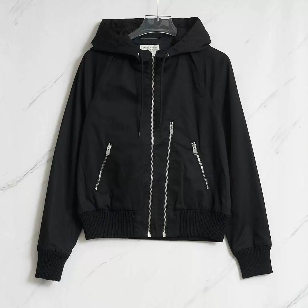 Saint Laurent Men's Double Zip Hooded Jacket