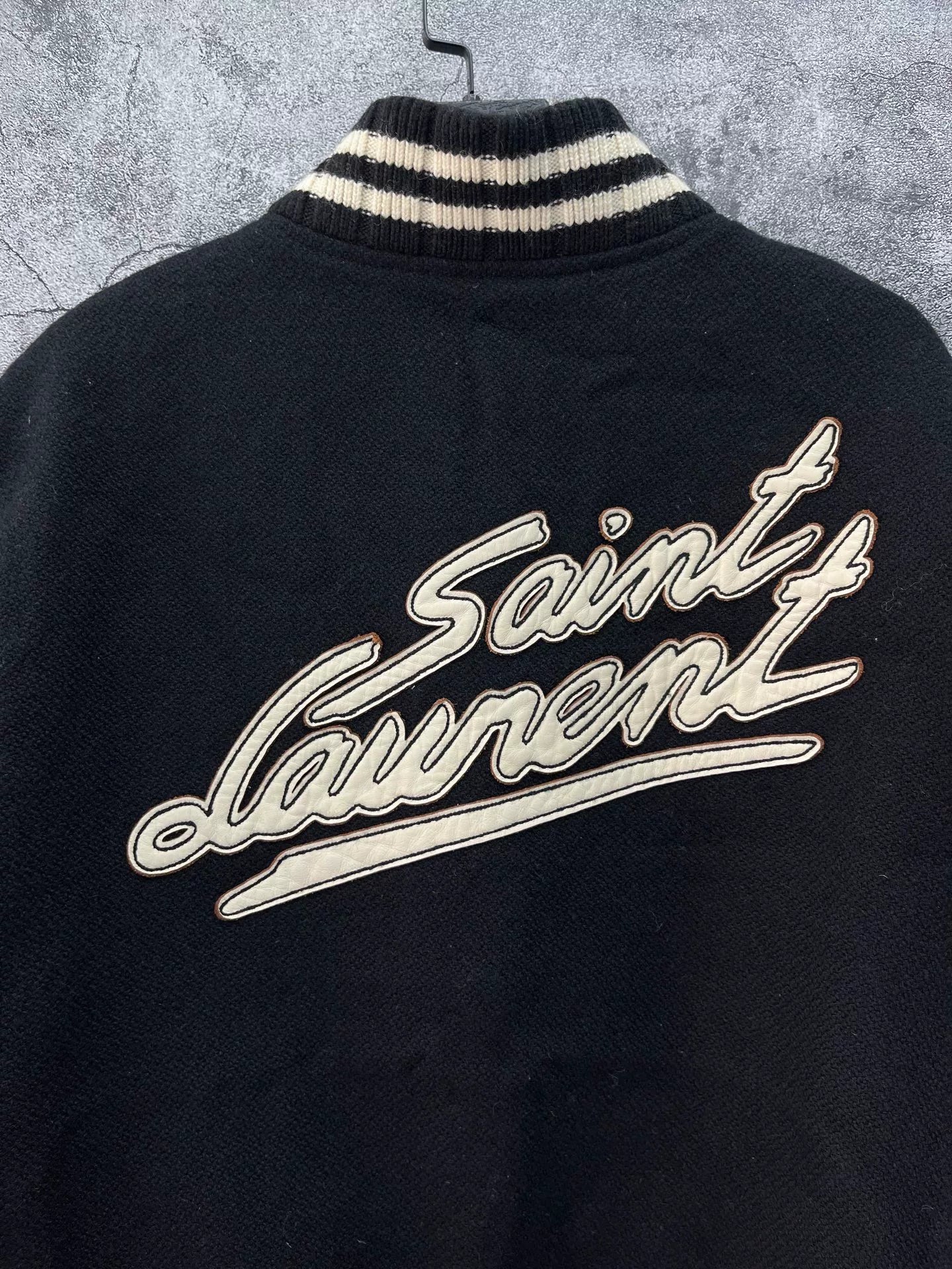 Saint Laurent Letter Embroidery Baseball Jacket