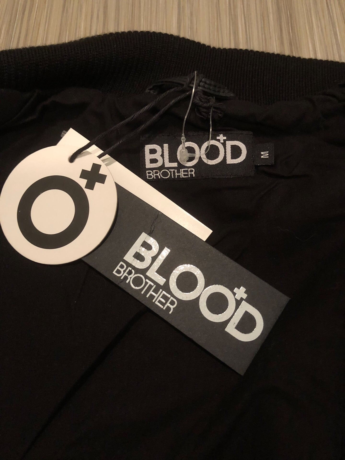 Blood Brother Black Leather Sleeve Bomber Jacket