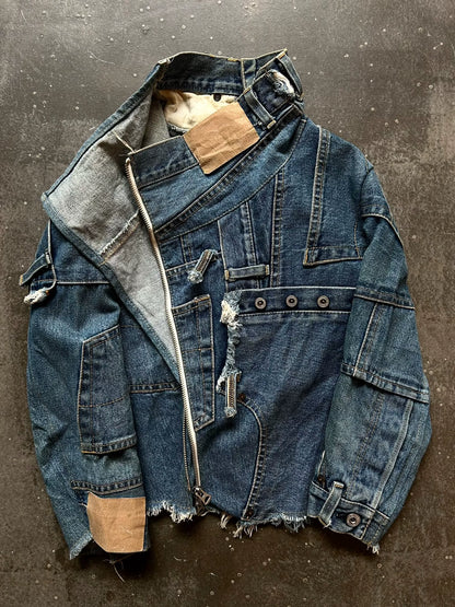 unique asymmetric denim jacket by nozomi ishiguro