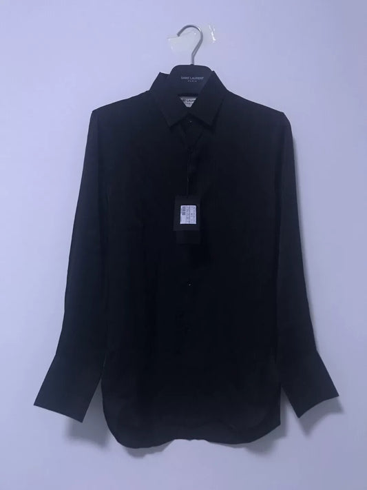 Saint Laurent Black Ribbed Silk Shirt