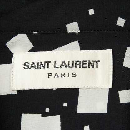 Saint Laurent Men's Square-Pattern Silk Shirt