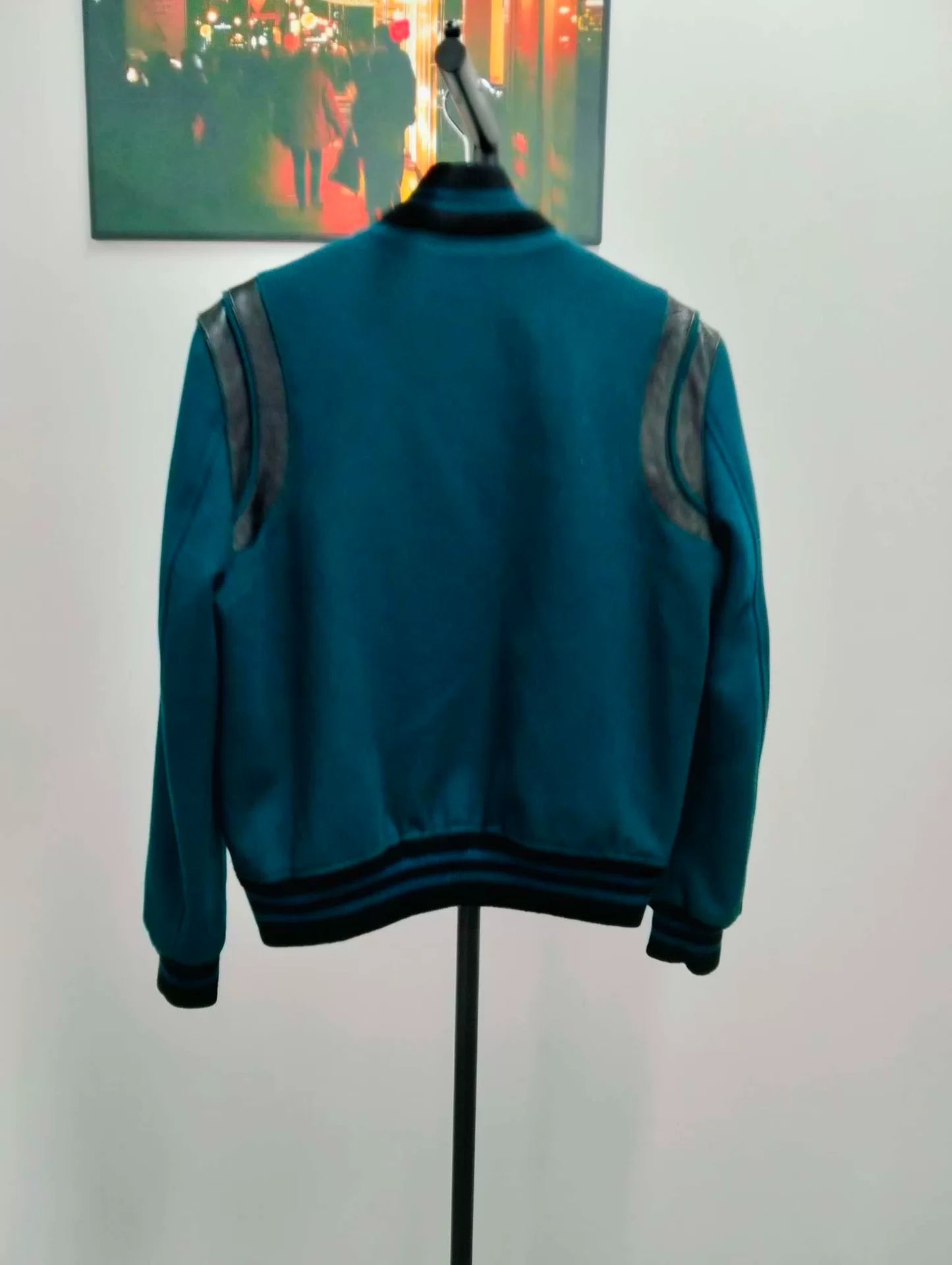Saint Laurent Teal Baseball Jacket