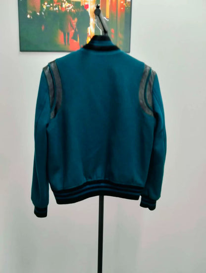 Saint Laurent Teal Baseball Jacket