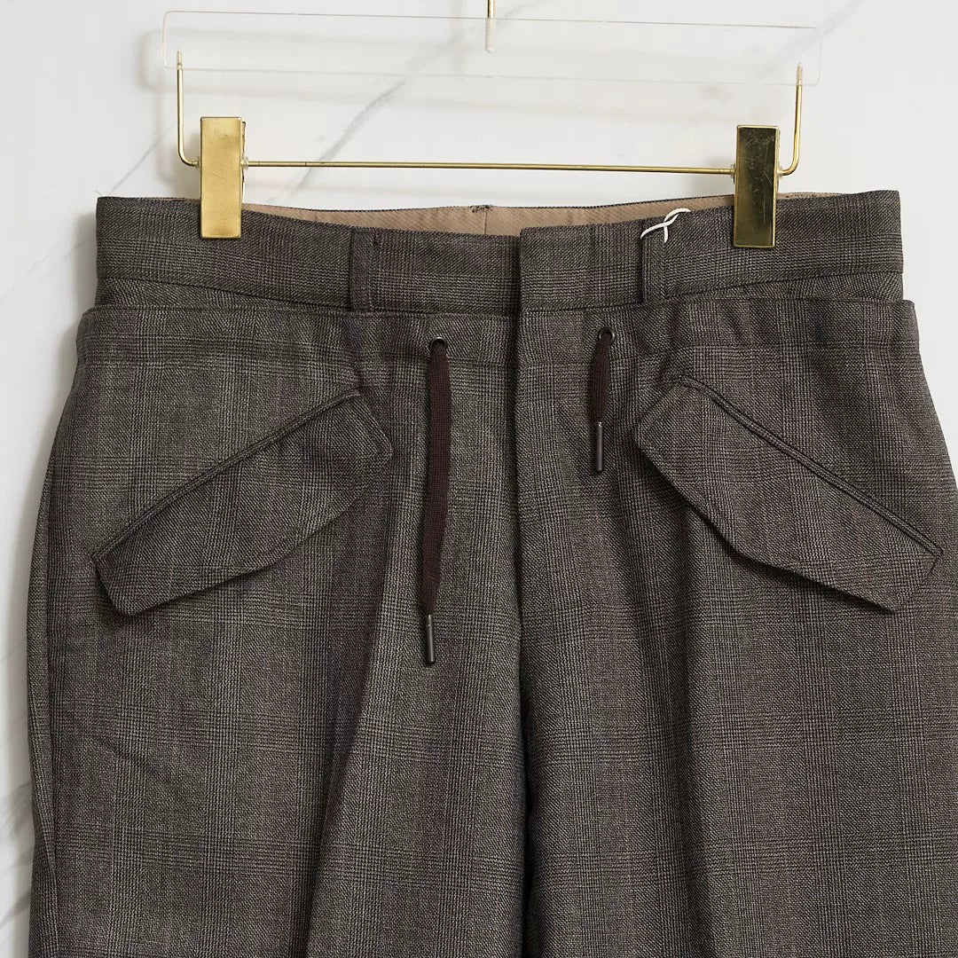 Saint Laurent Brown Checkered Drawstring Pants