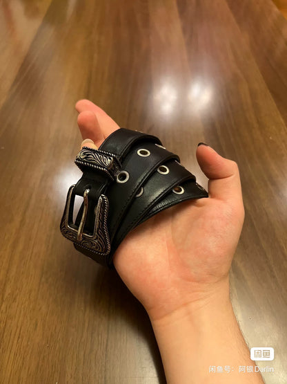 saint laurent decorative narrow leather belt