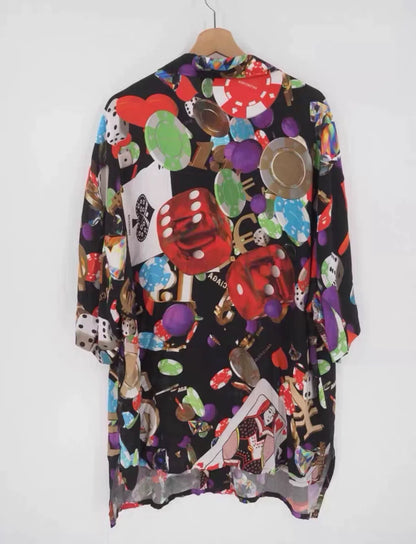 balenciaga black casino print short sleeve shirt