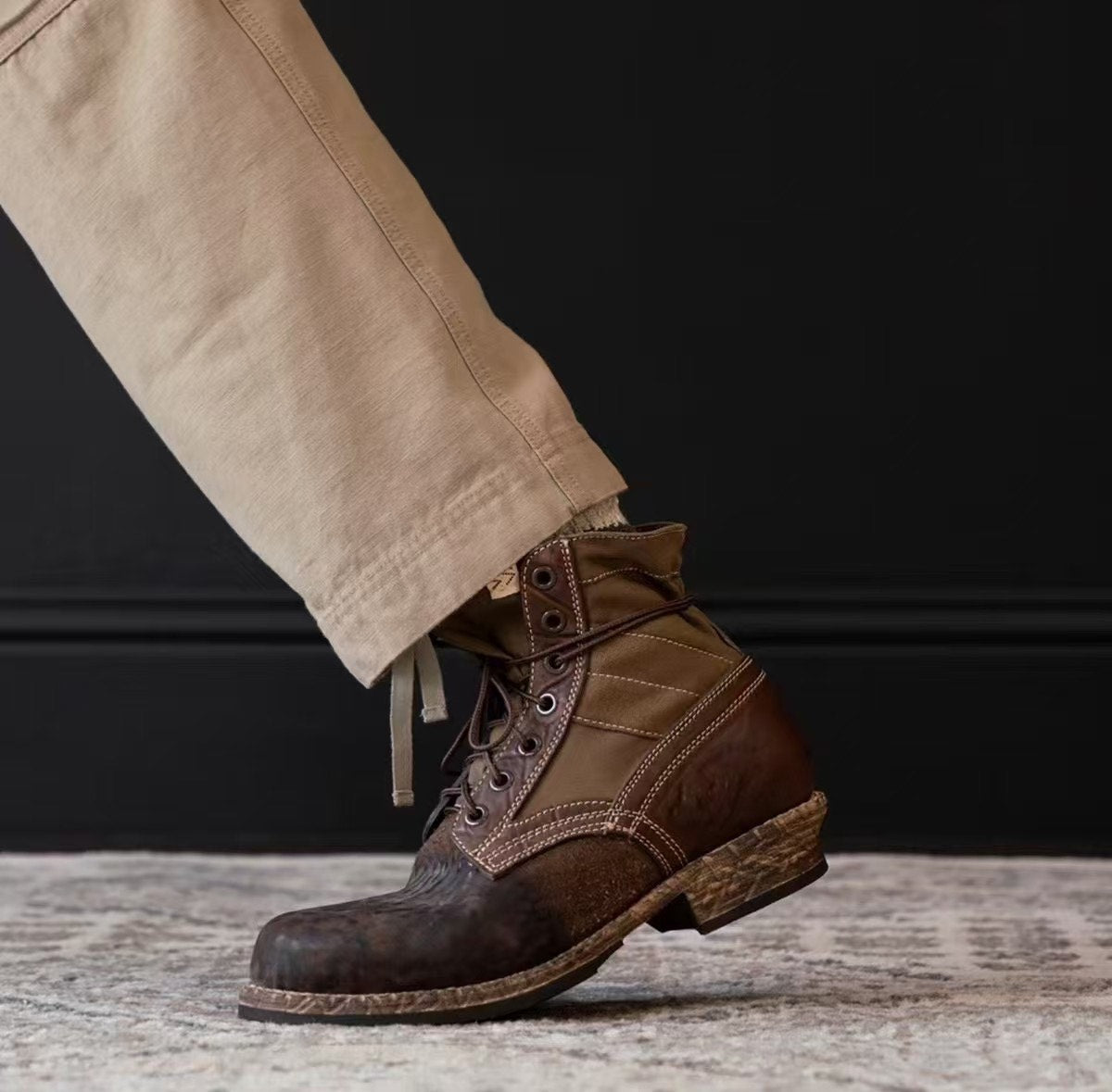 visvim 7 hole folk boots khaki color