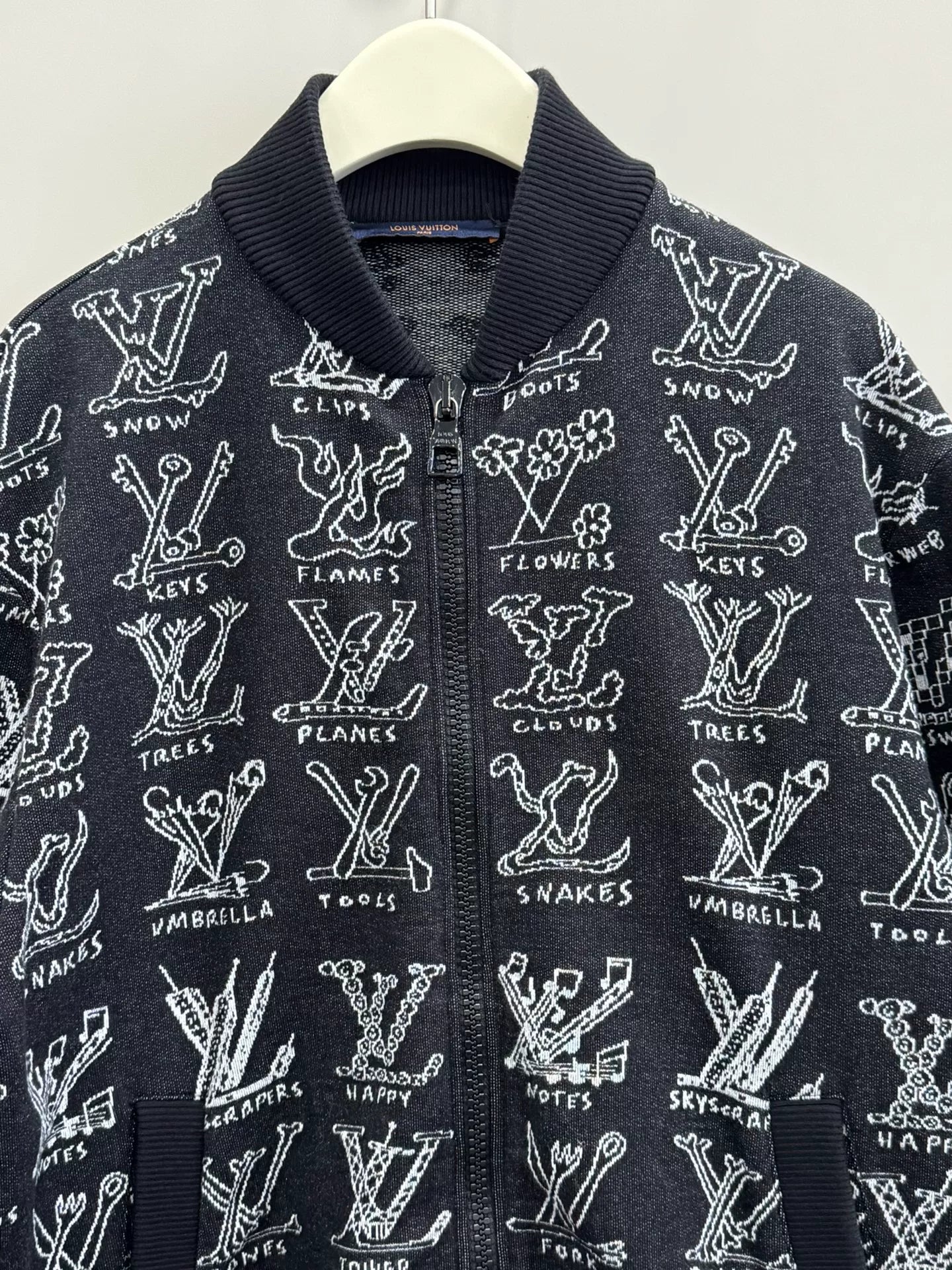 louis vuitton printed zip-up jacket size s