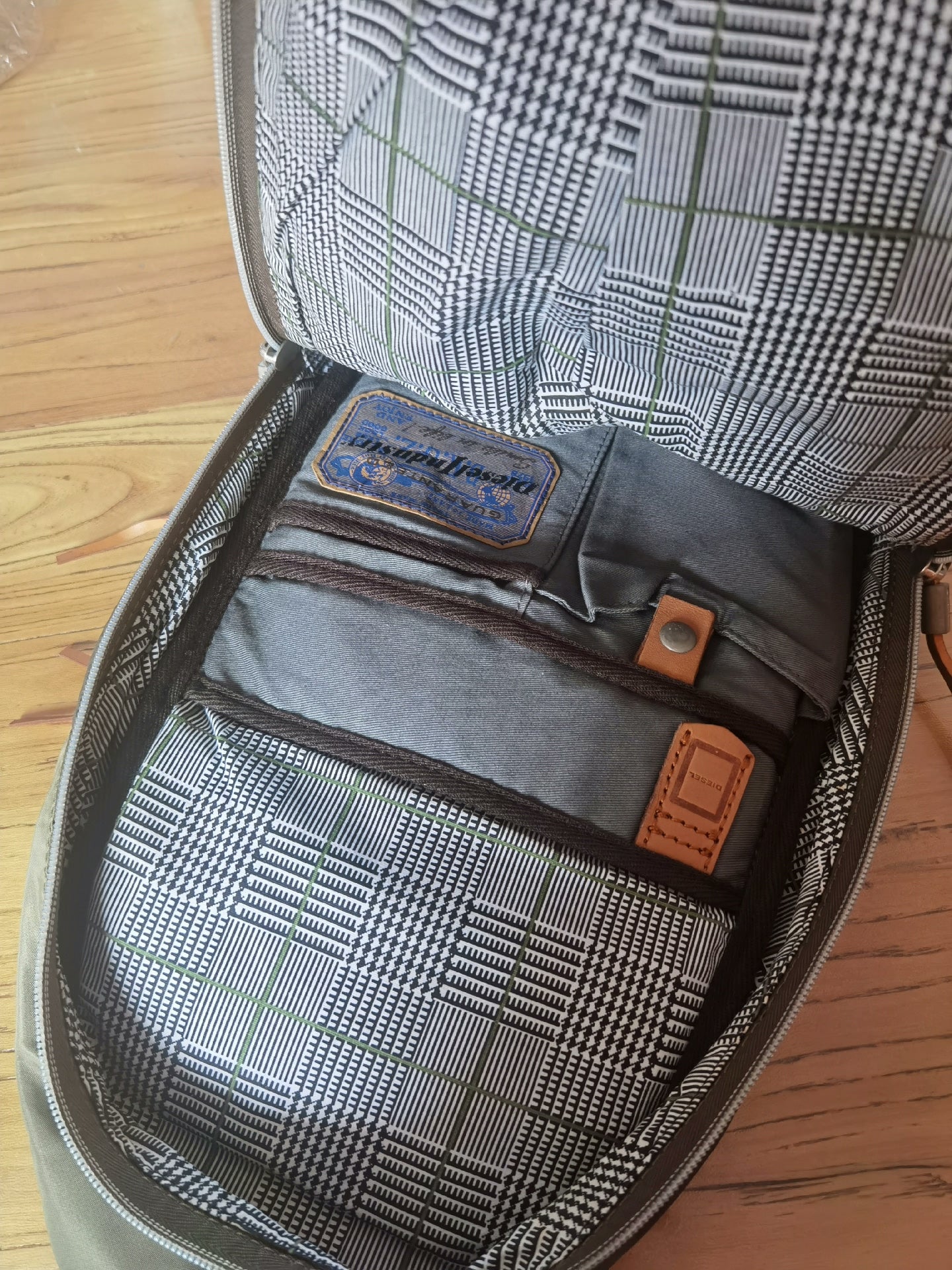 Diesel Military Green Leather Chest Bag
