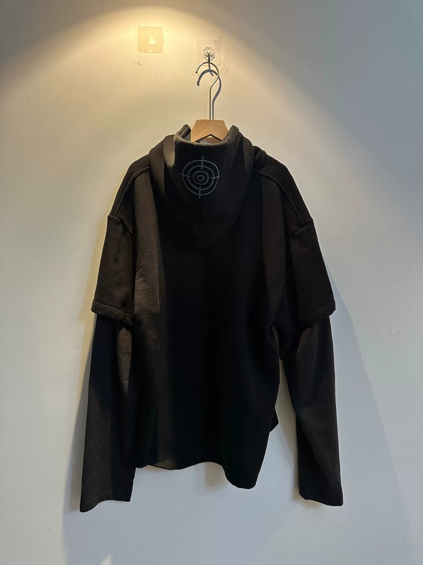 vetements black hooded sweatshirt with target design