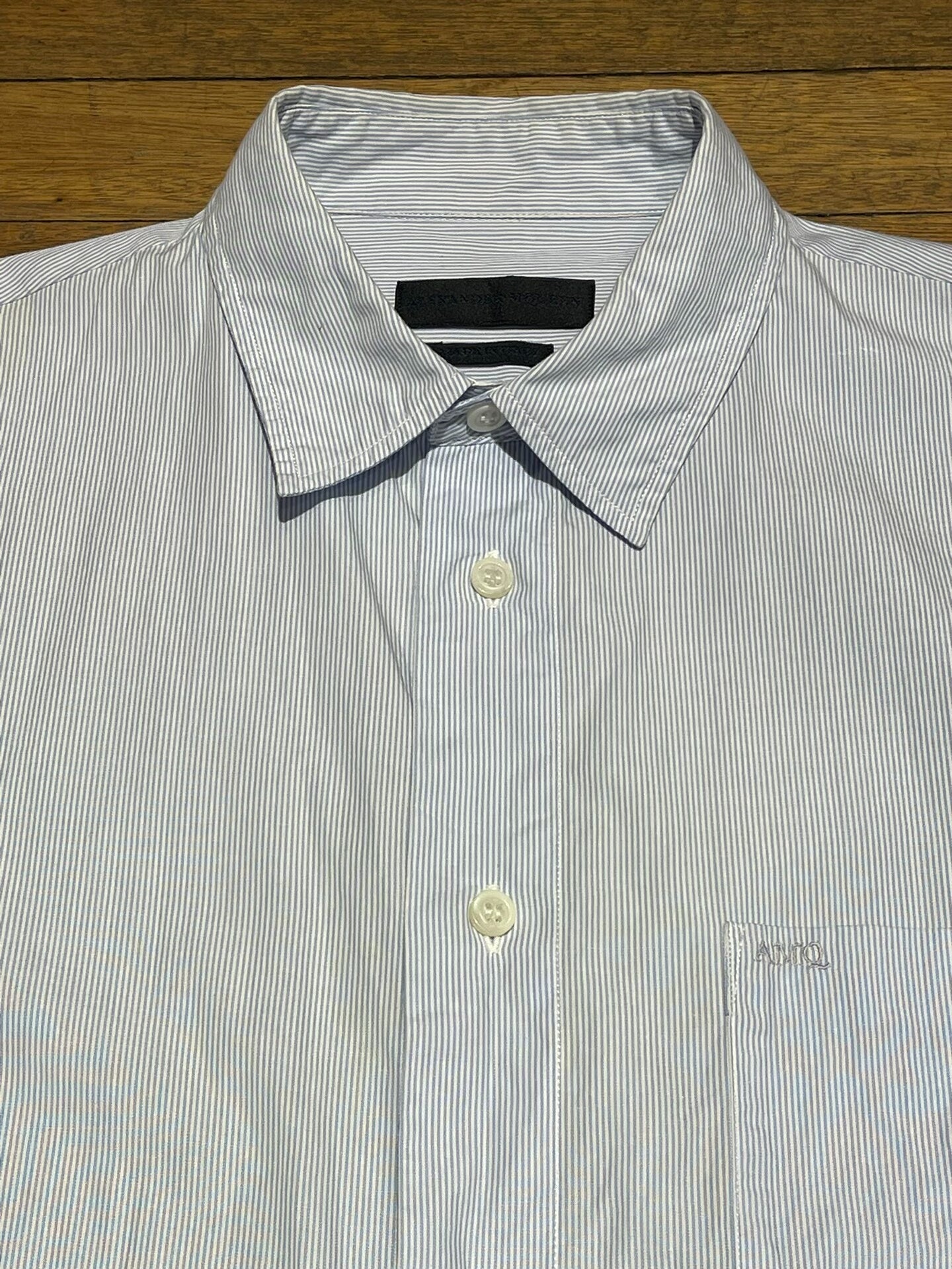 alexander mcqueen striped embroidered shirt