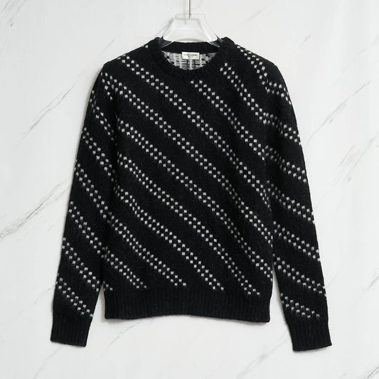 Saint Laurent Men's Black Zigzag Knit Sweater