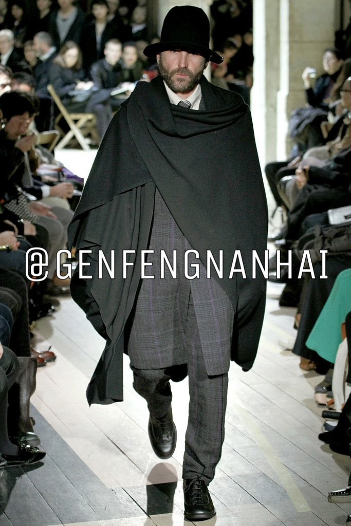 yohji yamamoto plaid wool coat
