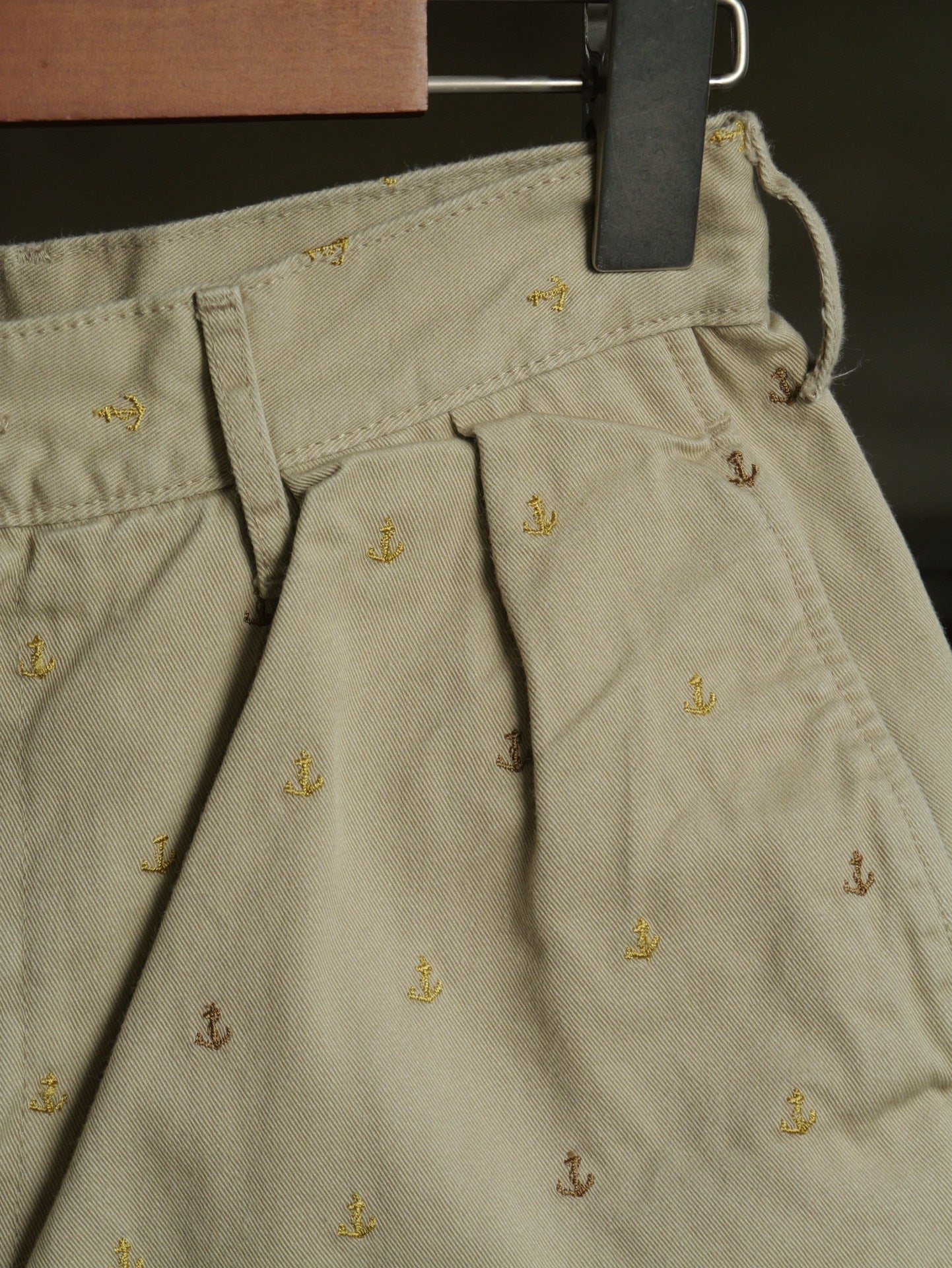 Kapital Khaki Anchor Embroidered Shorts