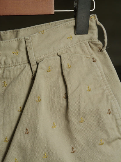 Kapital Khaki Anchor Embroidered Shorts