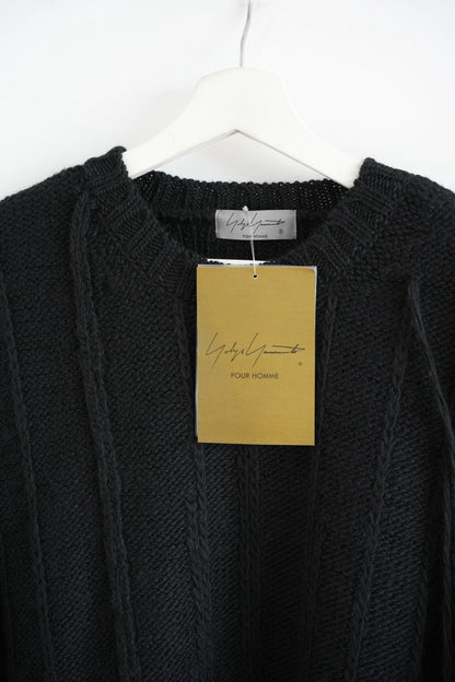 black oversized wool sweater with ties