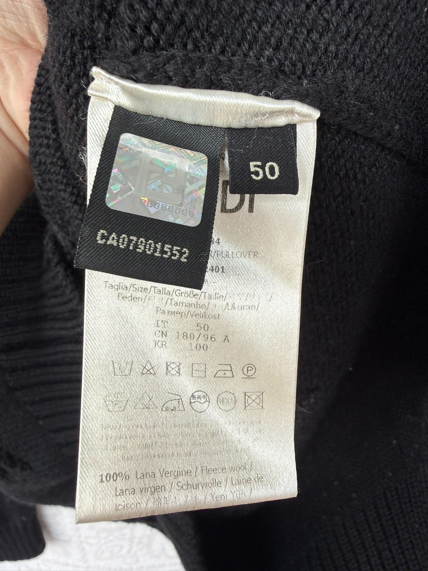 black Fendi wool sweater with logo print